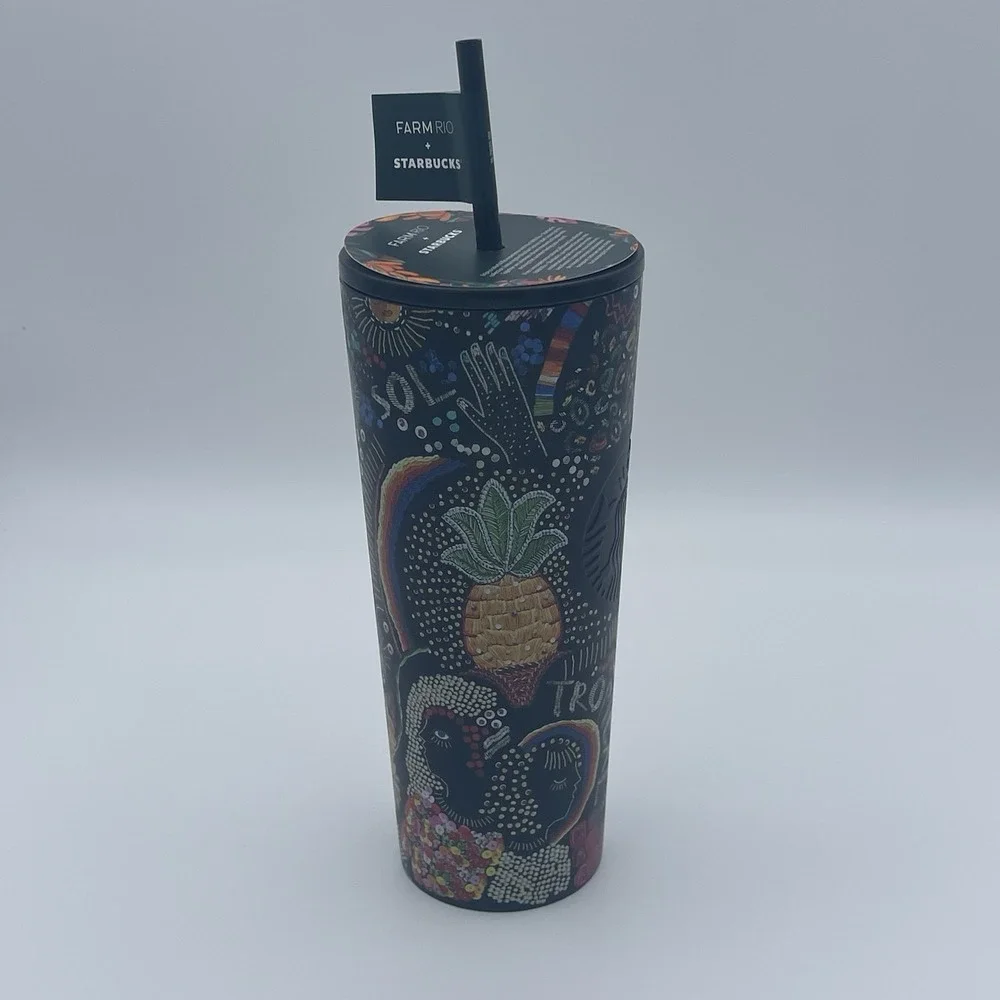 Starbucks X Farm Rio Tumbler Borogodo 24 Oz Graphic Print Colorful Stainless NEW